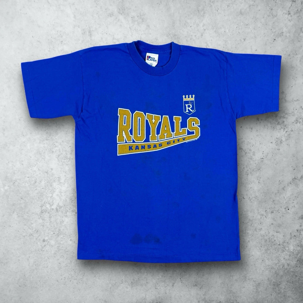 Vintage 90s Kansas City Royals MLB Baseball Graphic T-Shirt Blue Size Large