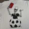 Vtg Red Card Skeleton Soccer Graphic Mullet Tee T Shirt M Na Large 90s Fotl USA