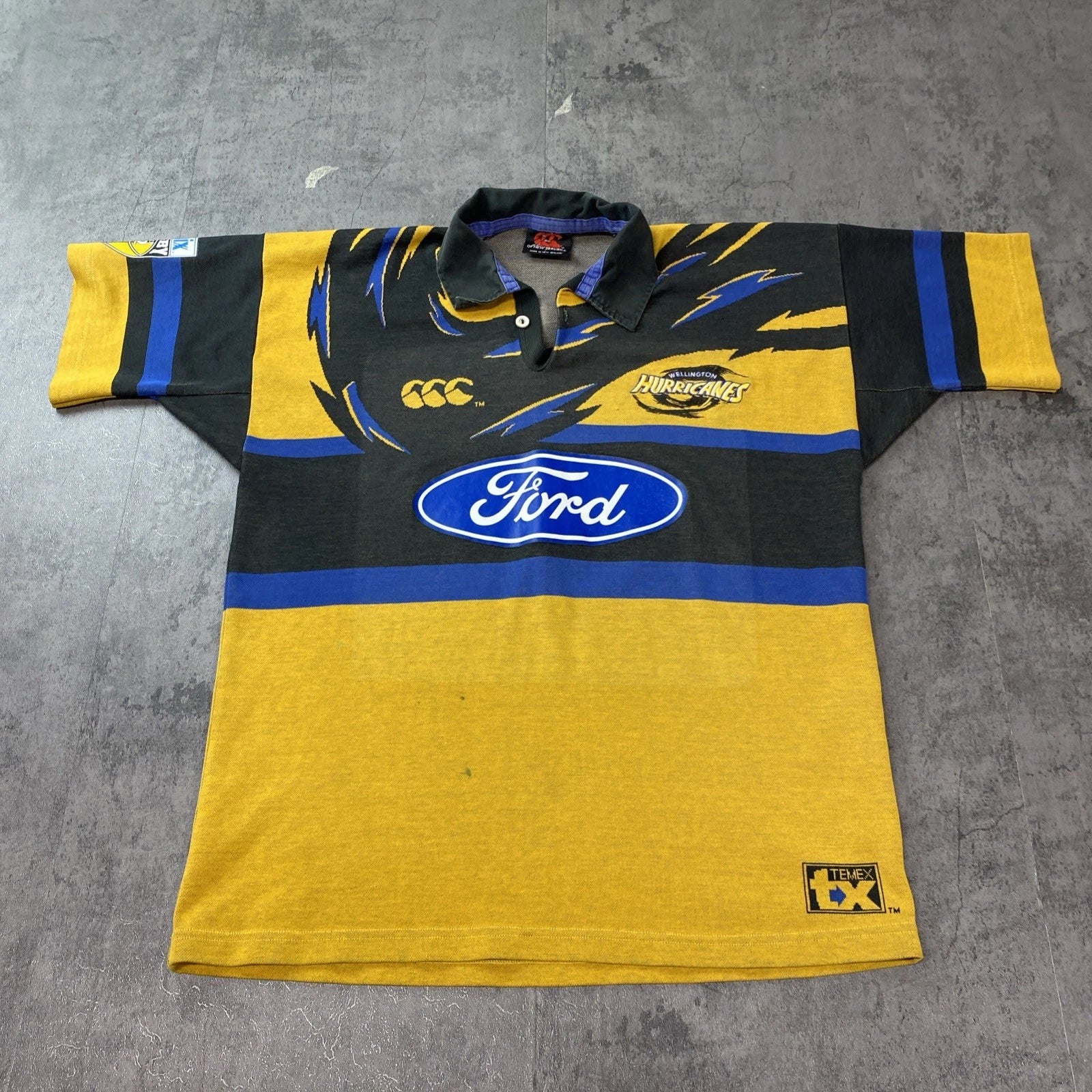 Vintage Wellington Hurricanes Rugby Y2K Large Polo Jersey M062