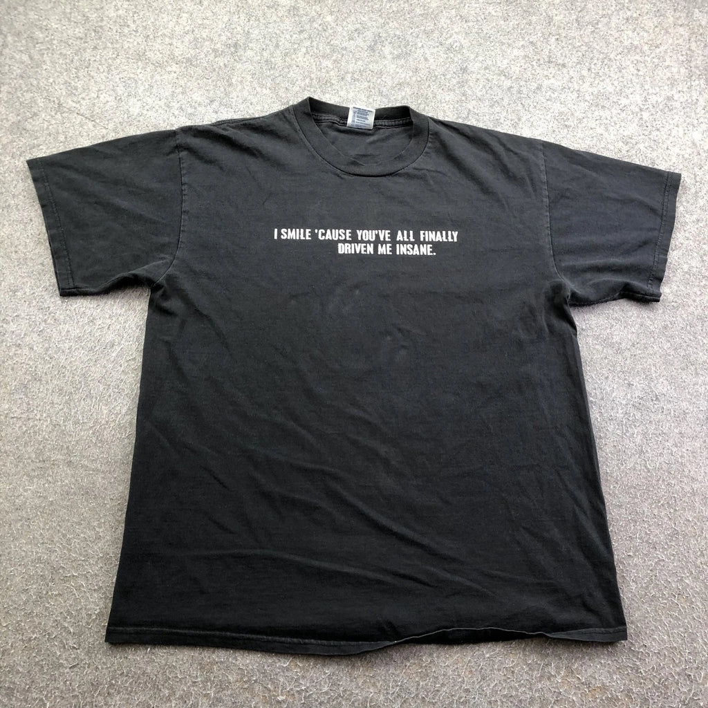 Vintsge Delta Shirt Mens Large Black I Smile Driven Insane Graphic Funny Humor