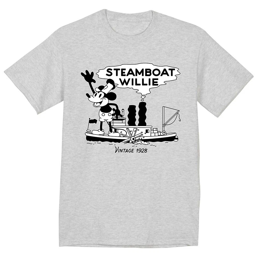 Steamboat Willie T-shirt Funny Cartoon Mouse Mens Graphic Tees Captain Dad Gifts