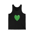 Unisex Jersey Tank Cute 8-Bit Retro Pixel Art Green Gamer Heart Design
