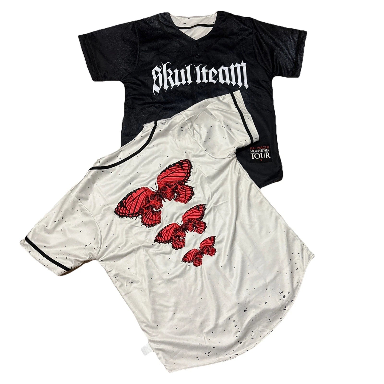Kai Wachi Morphosia Tour Jersey Reversible Skull Embroidered Butterfly Sz M NWOT