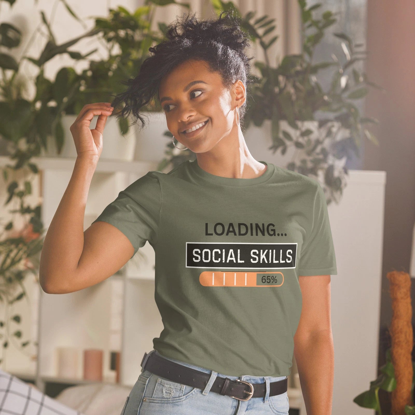 "Loading… Social Skills" Funny Introvert T-Shirt – Quirky & Relatable