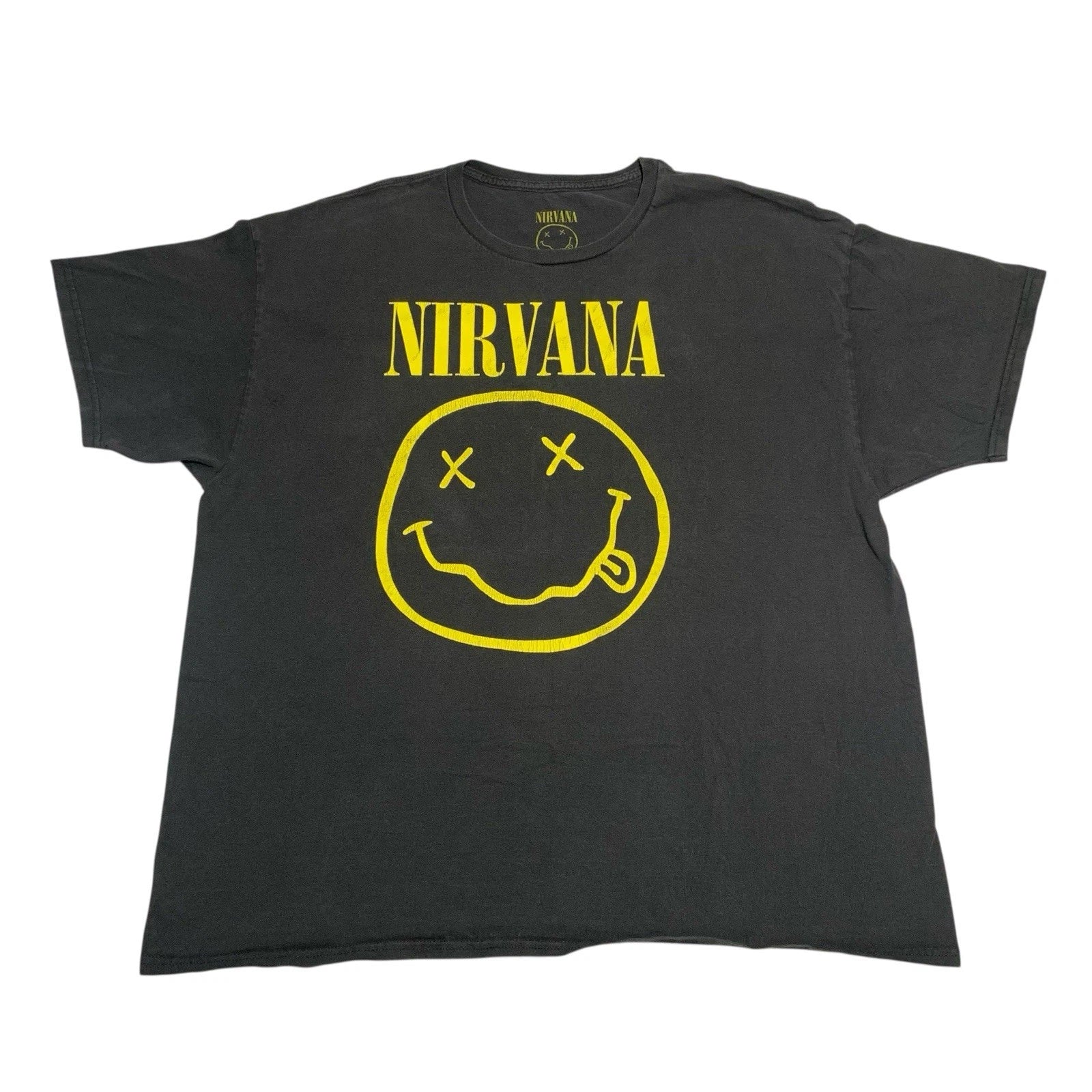 NIRVANA Official Smiley Face Short Sleeve Black T-Shirt - Size 2XL