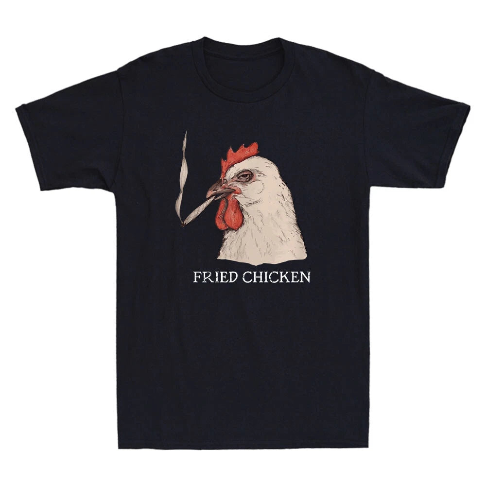 Fried Chicken Funny Chicken 420 Smoking Marijuana Graphic Vintage Men's T-Shirt