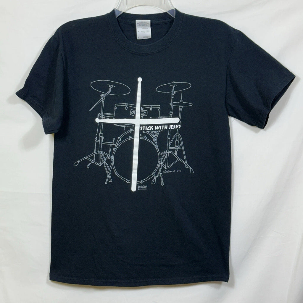 Stick With Jesus Religious S Graphic T-Shirt Hebrews 4:14 Kerusso Drummer Drum