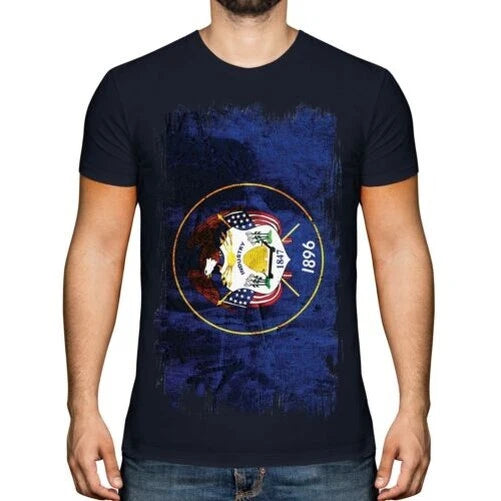 Utah State Flag Grunge Mens T-Shirt Utahn Shirt Jersey Gift
