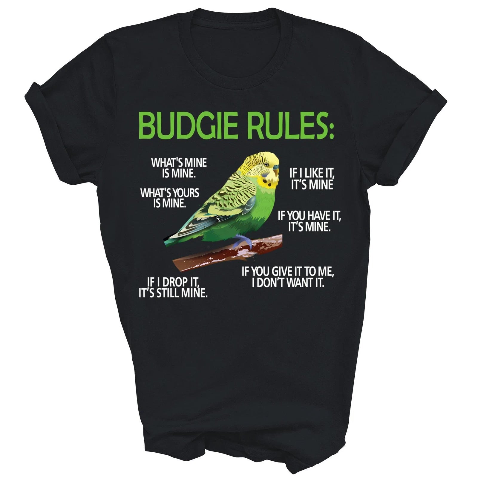 Budgie Rules Lover Parakeet Bird Budgerigar Unisex Shirt Gift