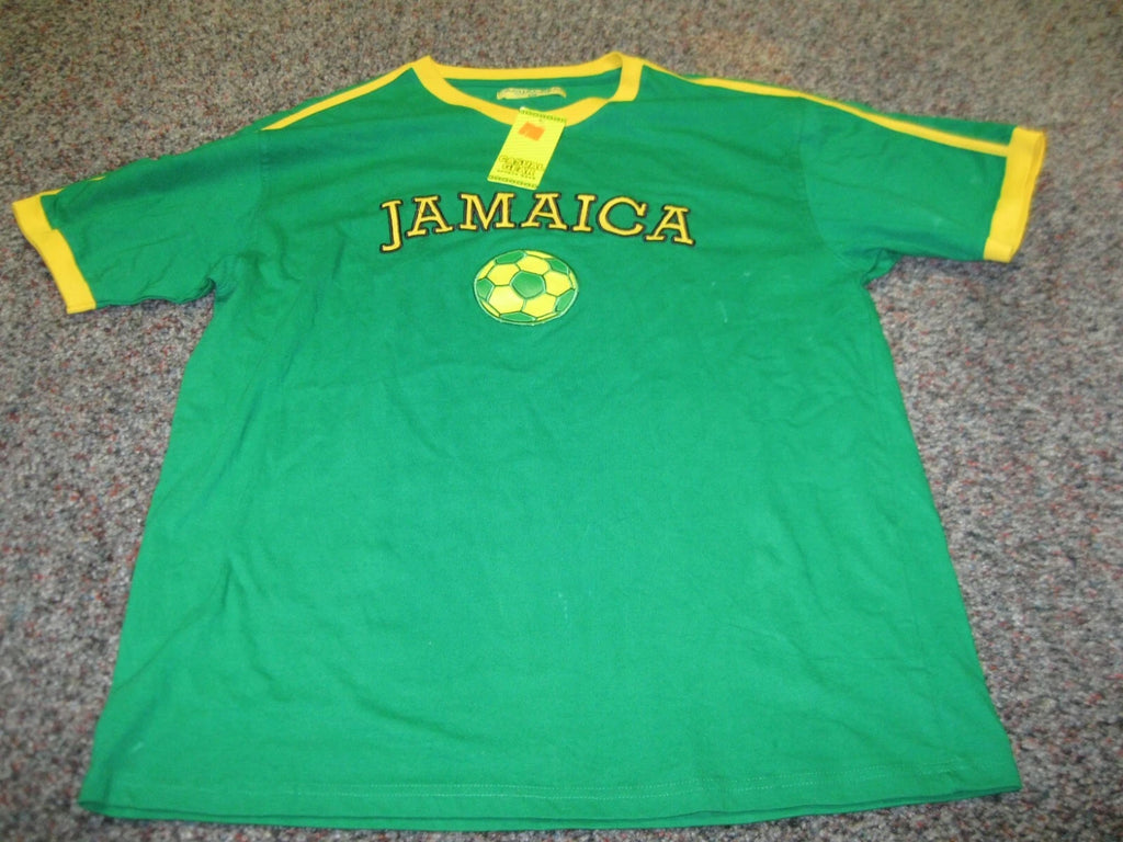 Jamaica Soccer Shirt Adult XL Green Graphic Casual Gear Sewn name & ball NEW