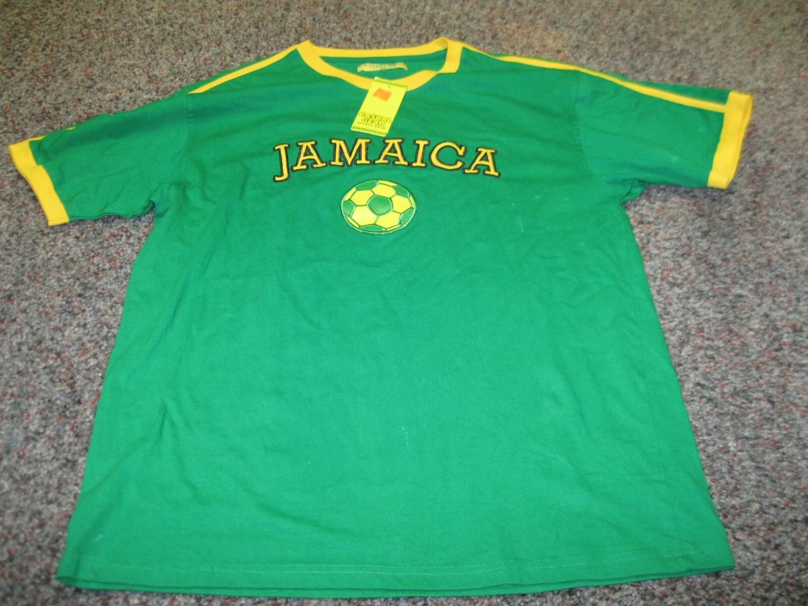 Jamaica Soccer Shirt Adult XL Green Graphic Casual Gear Sewn name & ball NEW
