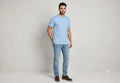 Royal Avalon Mens Bamboo Cotton Blend Crewneck T-Shirt Light Blue Large