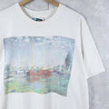 90's Claude Monet USA-made "Red Boats at Argenteuil" Art Print T-Shirt S-5XL