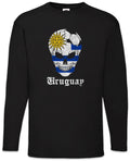 Uruguay Football Skull I Men's Long Sleeve T-Shirt Uruguayan Soccer Flag