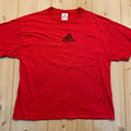 Vintage Y2K Adidas Red T-Shirt Athletic Activewear Sportswear Center Logo XL