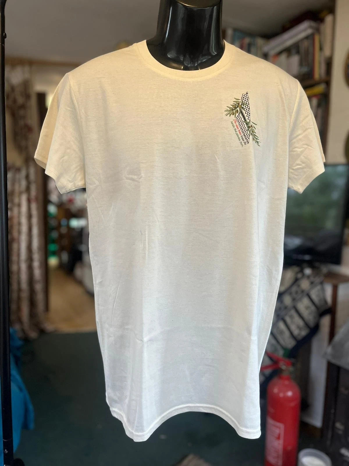 Palestine T Shirt, size L. Designed by Shahed in Gaza.