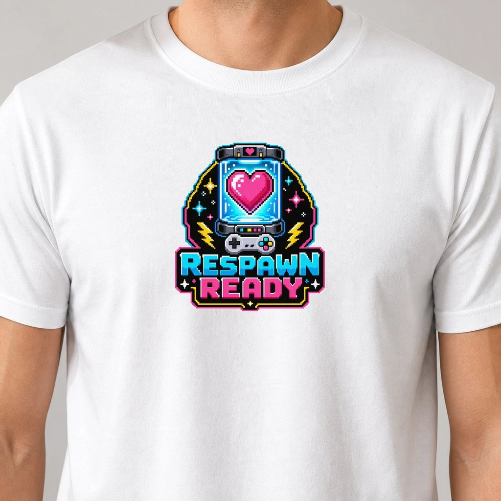 Respawn Ready Pixel Heart T-Shirt Retro Gamer Tee Gift