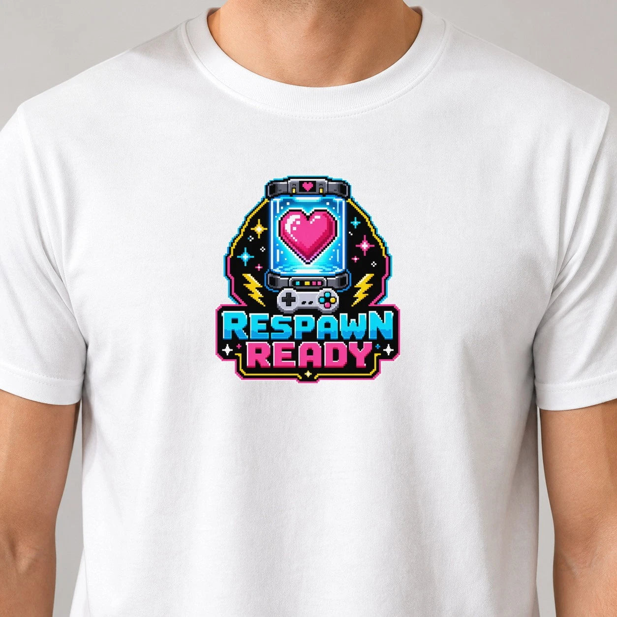 Respawn Ready Pixel Heart T-Shirt Retro Gamer Tee Gift