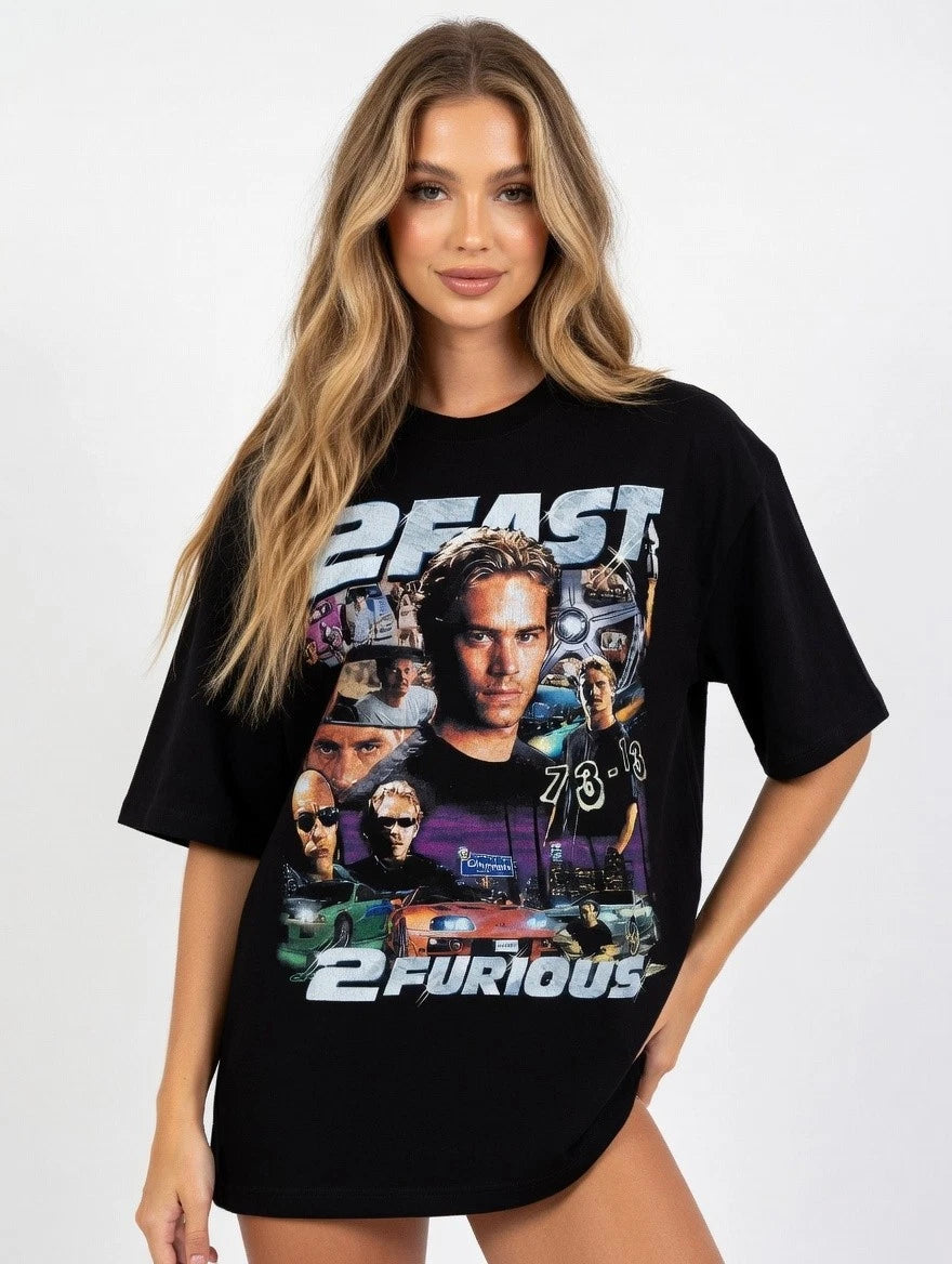 Vintage Street Racing Movie Style Graphic T Shirt Retro Action Tee