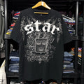 Y2K Star Motorcycles Yamaha Grunge Graphic T-Shirt Size 2XL