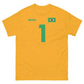 CUSTOM NUMBER Brazil Soccer Jersey Futbol Brazilian Flag Men's Classic Tee