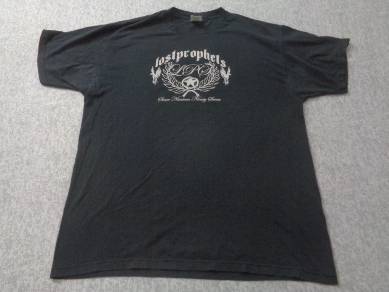 Lostprofits Shirt Mens XL Distressed Black Y2K