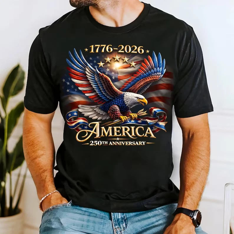 America 250th Anniversary Shirt 1776-2026 Patriotic Bald Eagle USA T-Shirt S-5XL