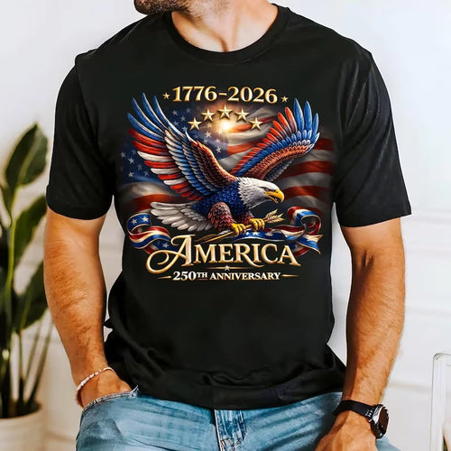 America 250th Anniversary Shirt 1776-2026 Patriotic Bald Eagle USA T-Shirt S-5XL
