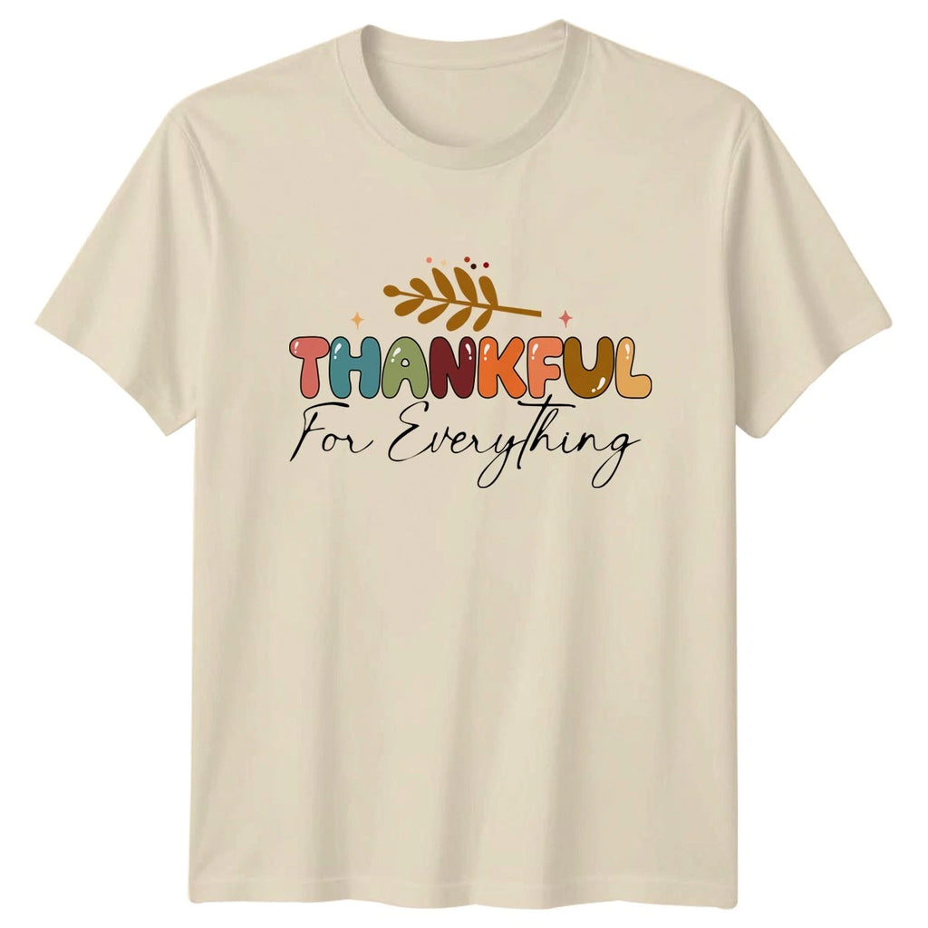 Thankful For Everything Womens T-Shirt Boho Thanksgiving Gift For Her