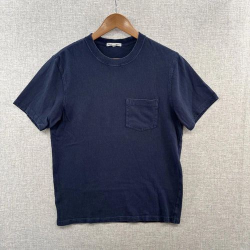 Alex Mill T Shirt Mens Small Blue Navy Pocket Short Sleeve Minimalist Adult