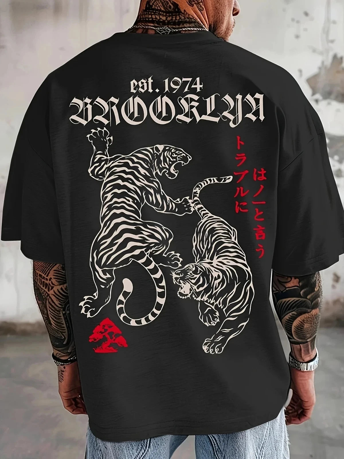 Summer hot selling new men's Gothic letter tiger print comfortable