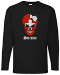 Switzerland Football Skull I Men's Long Sleeve T-Shirt Swiss Soccer Flag