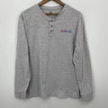 Hurley Long Sleeve Henley T-Shirt Men's L Gray Double Sided Logo Surf Y2K