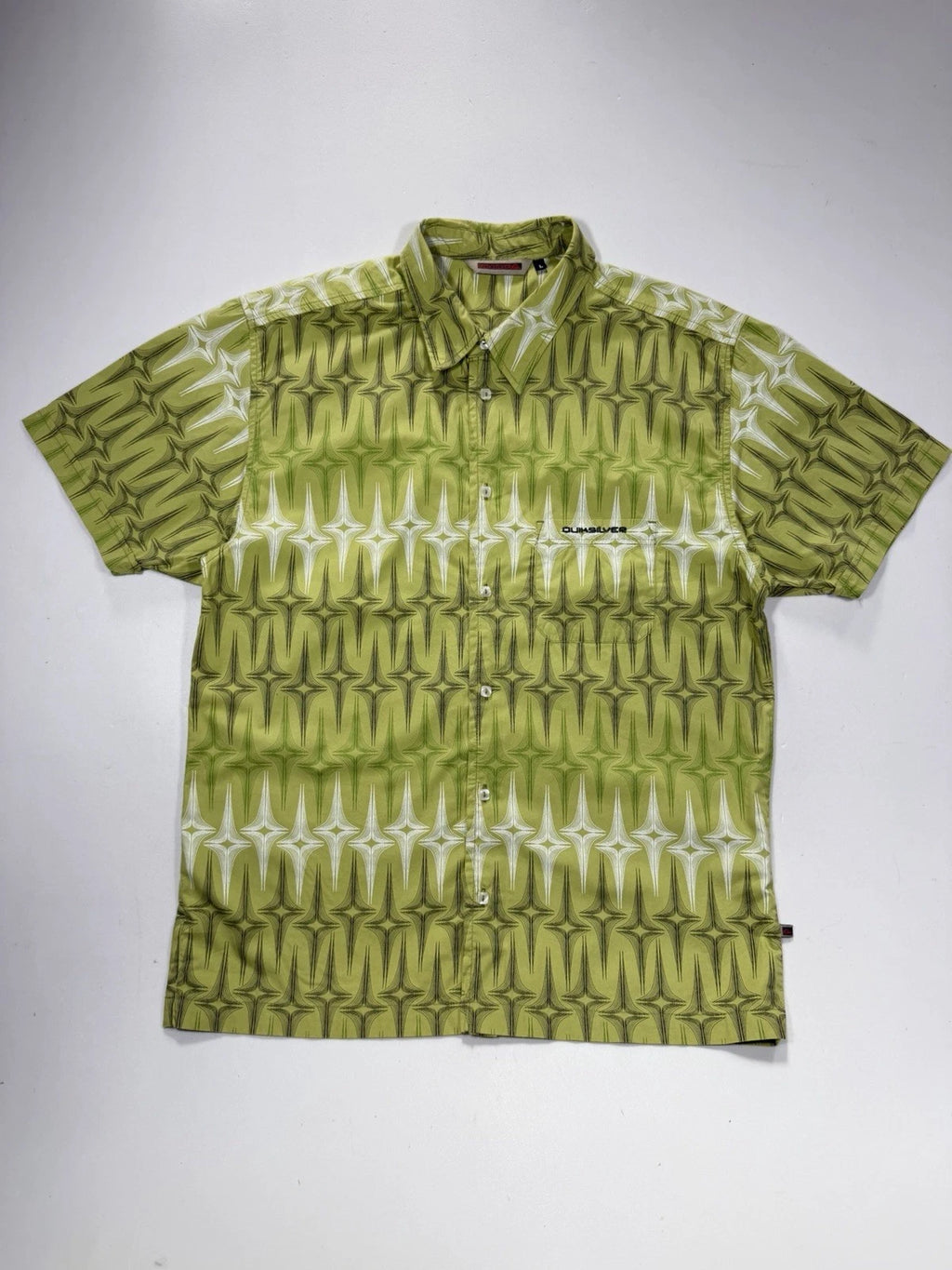 Rare Vintage Quiksilver Y2K Allover Print Surf Shirt L