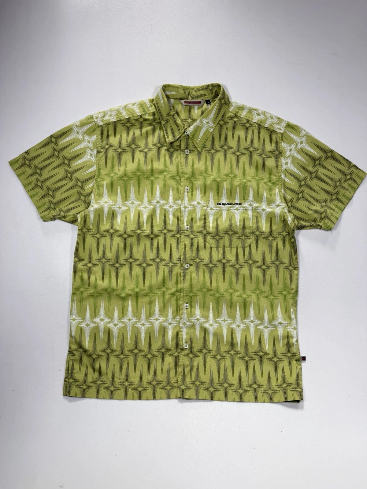 Rare Vintage Quiksilver Y2K Allover Print Surf Shirt L