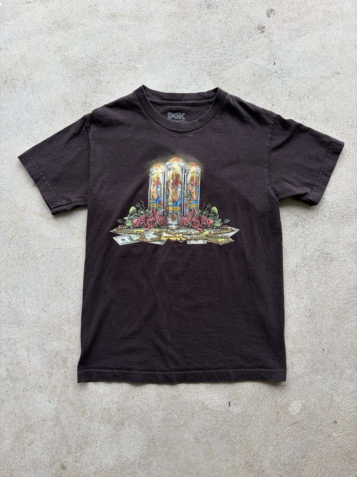 DGK Blessed Graphic T-Shirt Mens Small Black Short Sleeve Crewneck Cotton Tee
