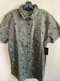 New RVCA Sport Designer Street Style Button Font Short Sleeve Shirt Size XL