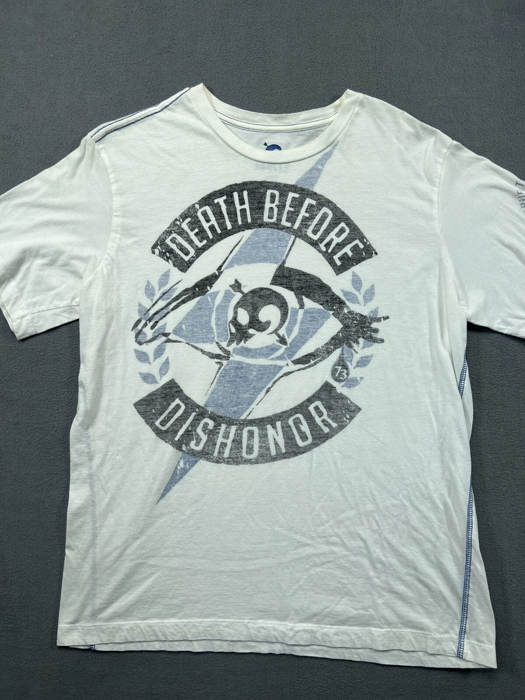 Vintage Skully Death Before Dishonor T Shirt Mens Large White Skull T Shirt Crew