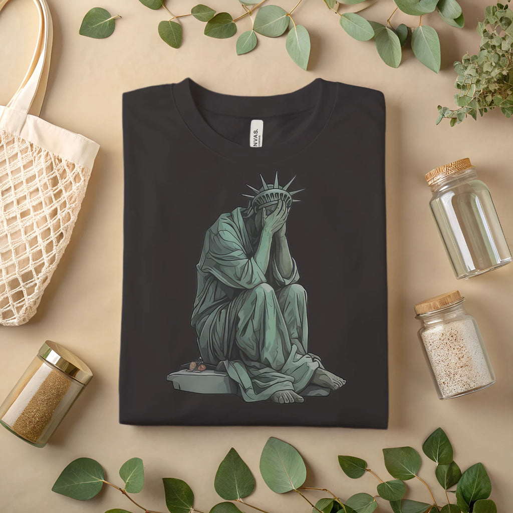 Crying Statue of Liberty T-Shirt – Political Satire Graphic Tee A119