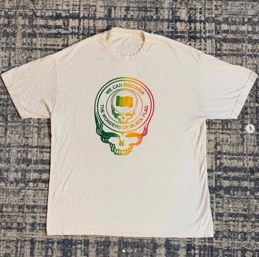 90s GRATEFUL DEAD STEAL YOUR FACE x BLACK FLAG MASH UP Vintage T-shirt Reprint