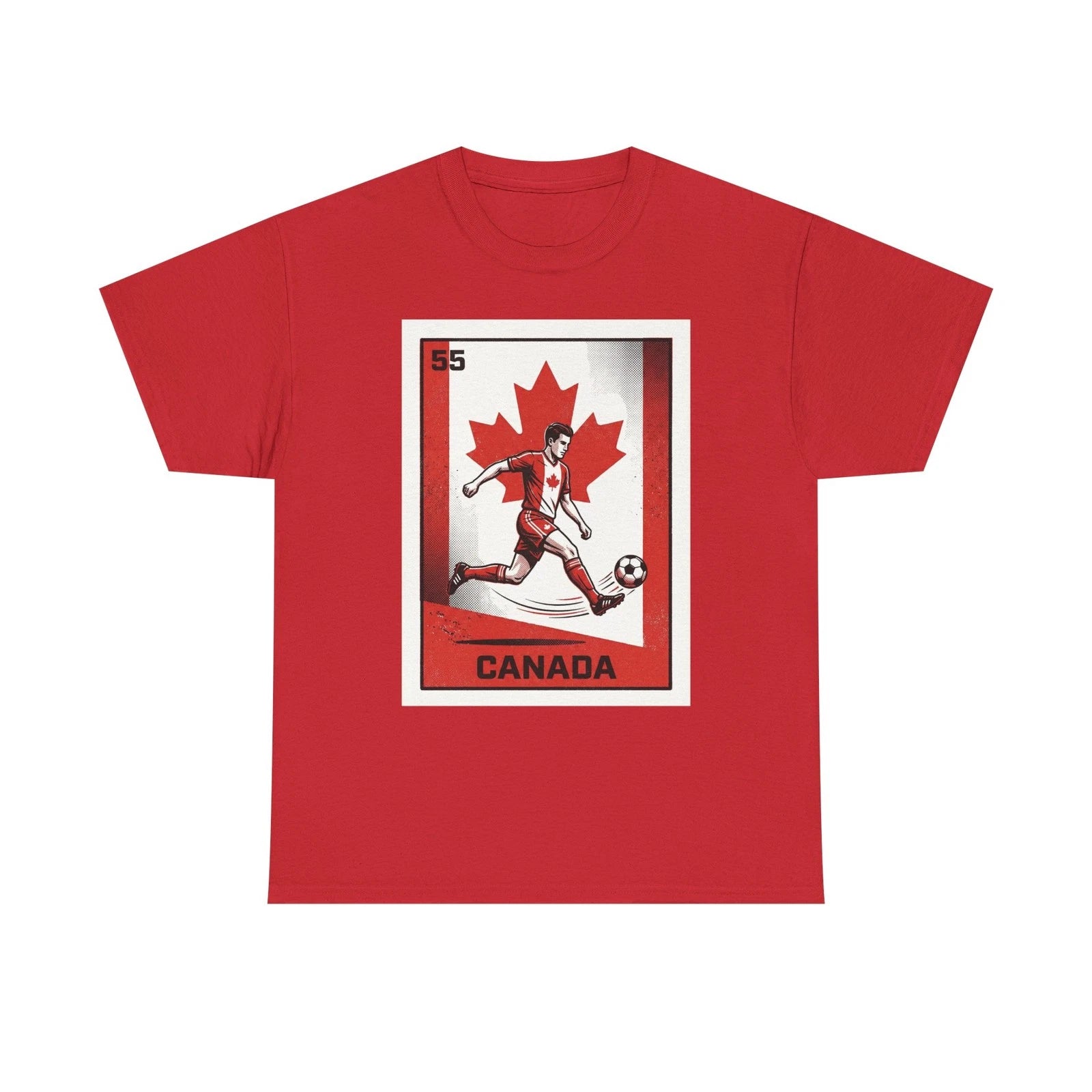Canada Soccer T-Shirt Retro Lotería Card Style #55 Football Player Graphic Tee
