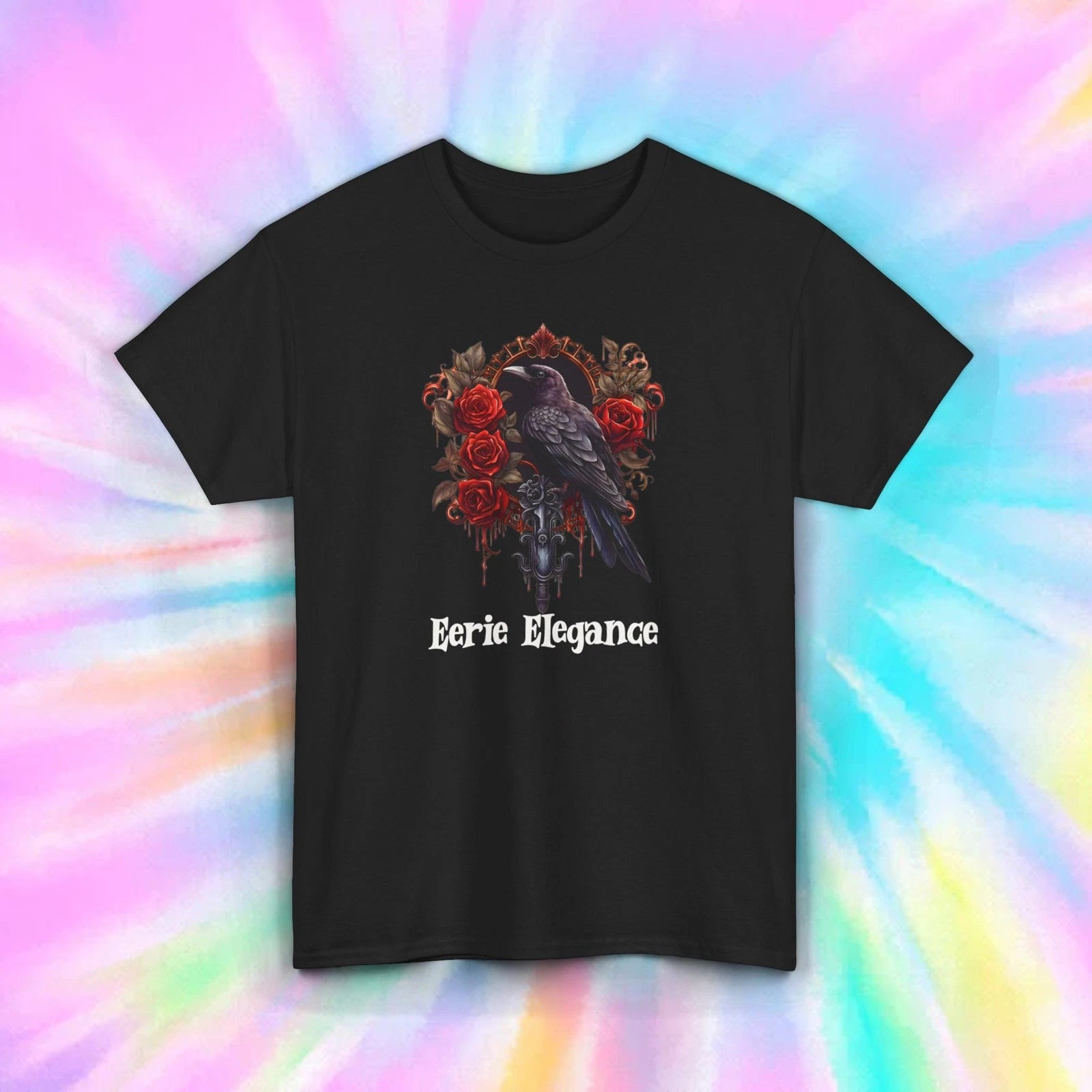Eerie Elegance T-Shirt | Gothic Raven Graphic | Dark Fantasy Tee S-5XL