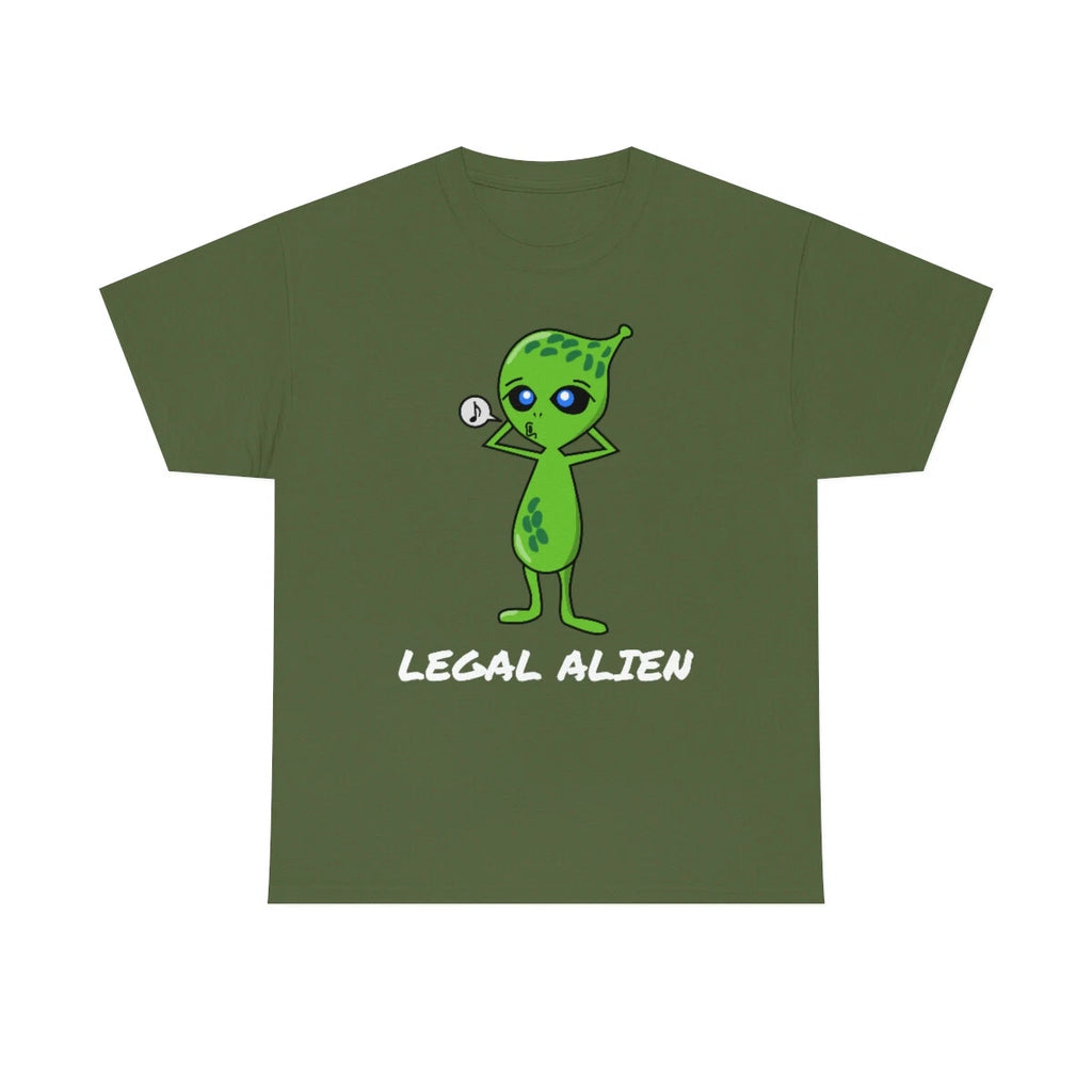 Funny Musical Green Legal Alien T-Shirt Heavy Cotton
