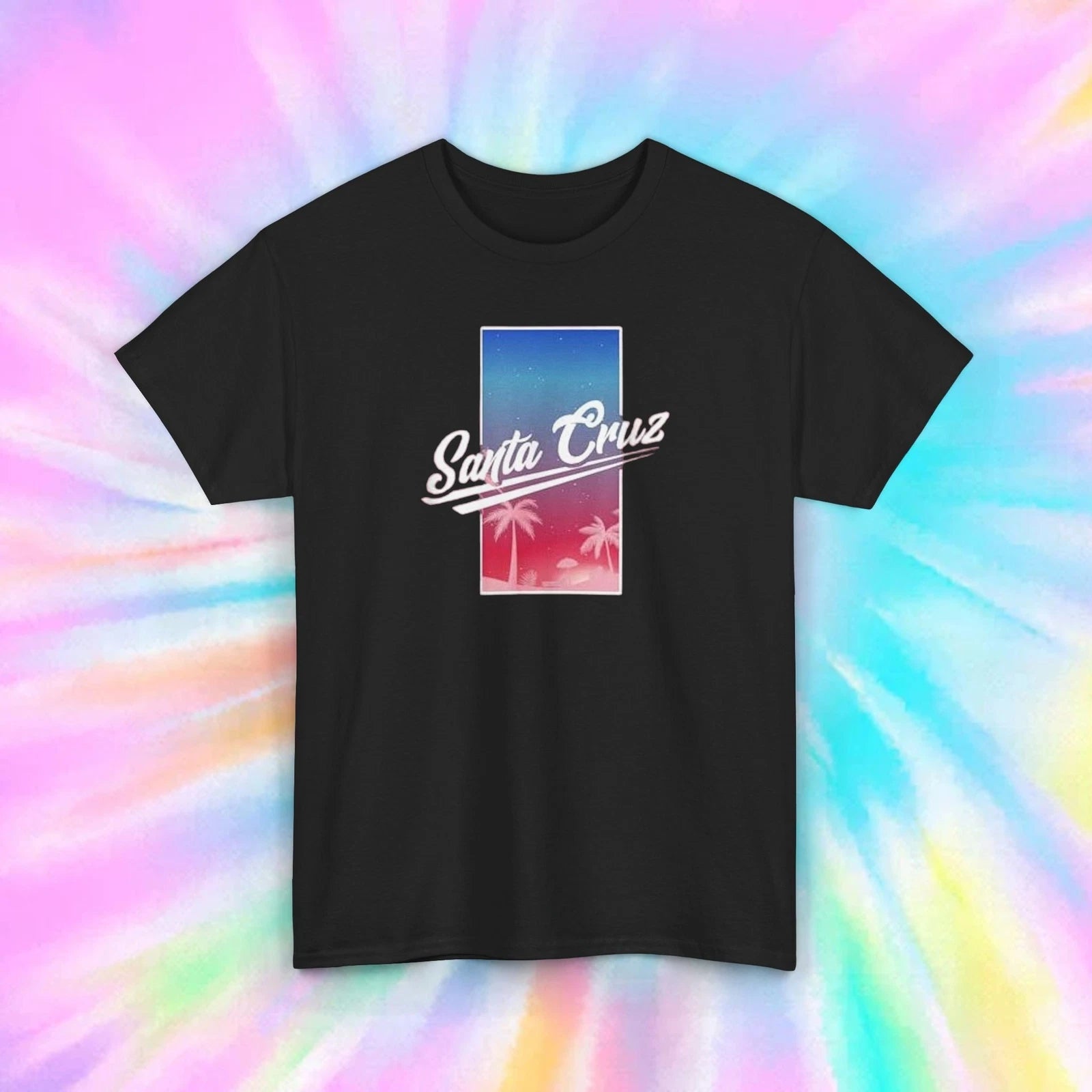 Santa Cruz Shirt Retro Beach Sunset Palm Trees California Graphic Tee S-5XL