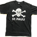 ST. PAULI SKULL BLACK SHIRT GERMANY FOOTBALL SOCCER TEE PRINTED MEDIUM SIZE