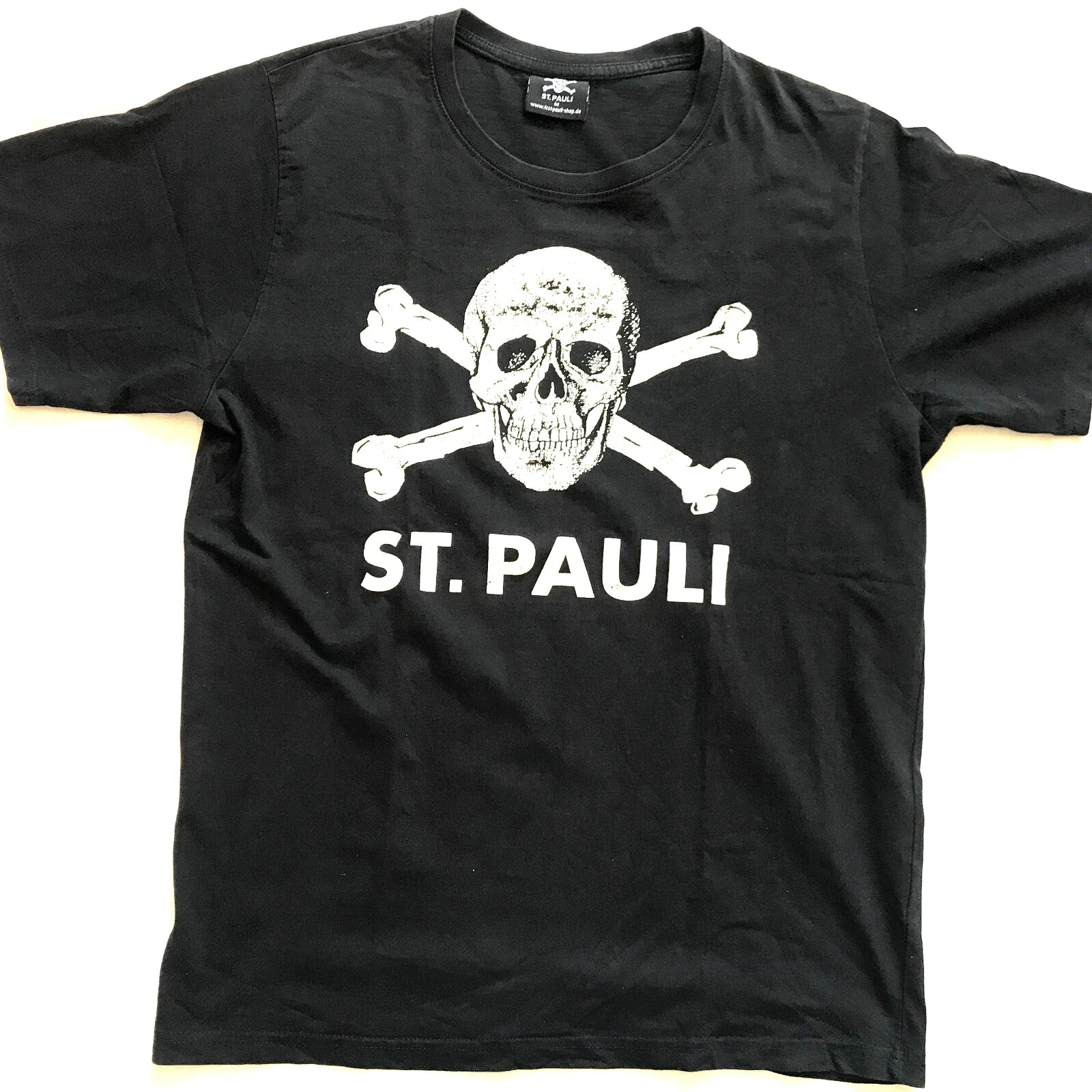 ST. PAULI SKULL BLACK SHIRT GERMANY FOOTBALL SOCCER TEE PRINTED MEDIUM SIZE