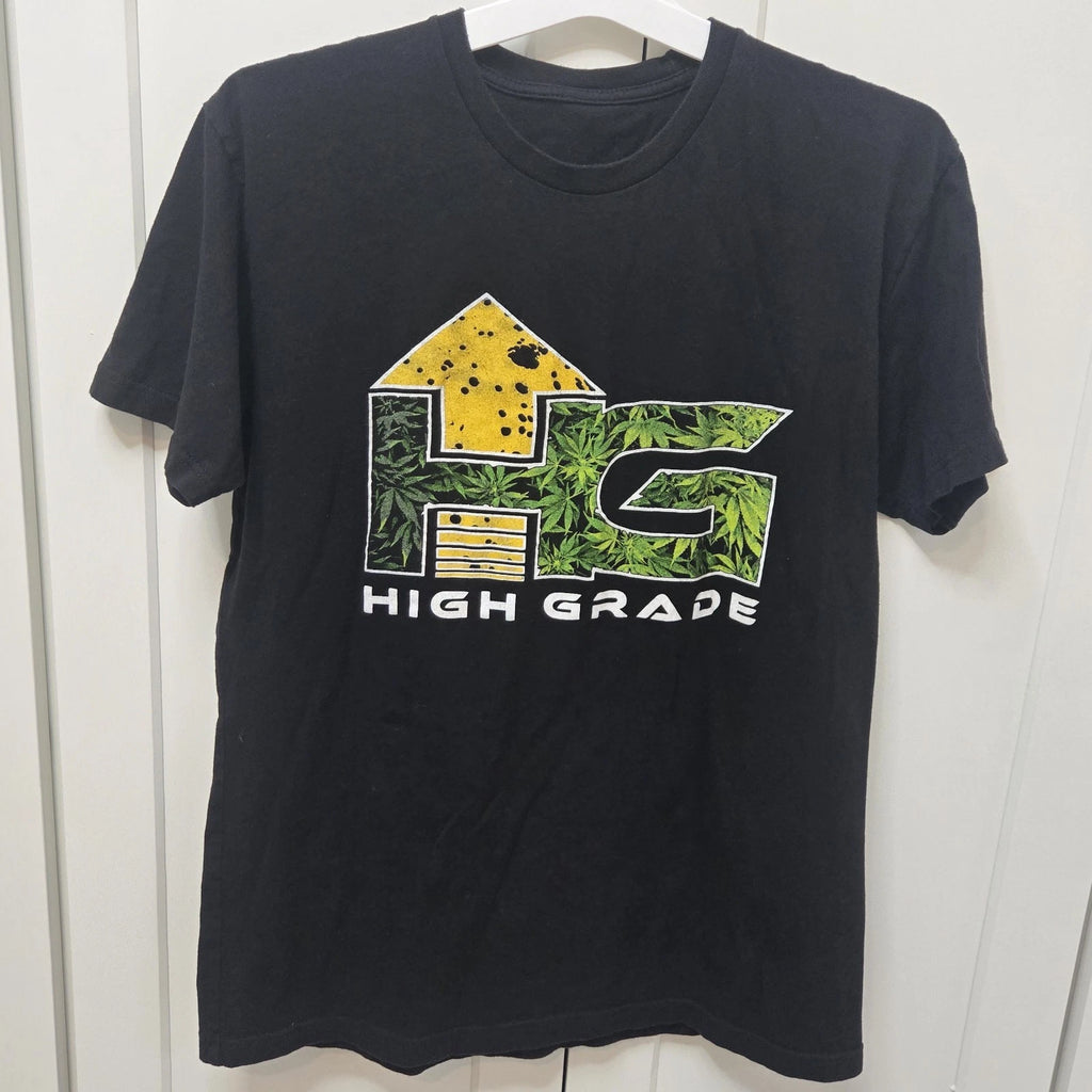 HG High Grade Cannabis Leaf Graphic T Shirt Black Streetwear Marijuana Tee Men's
