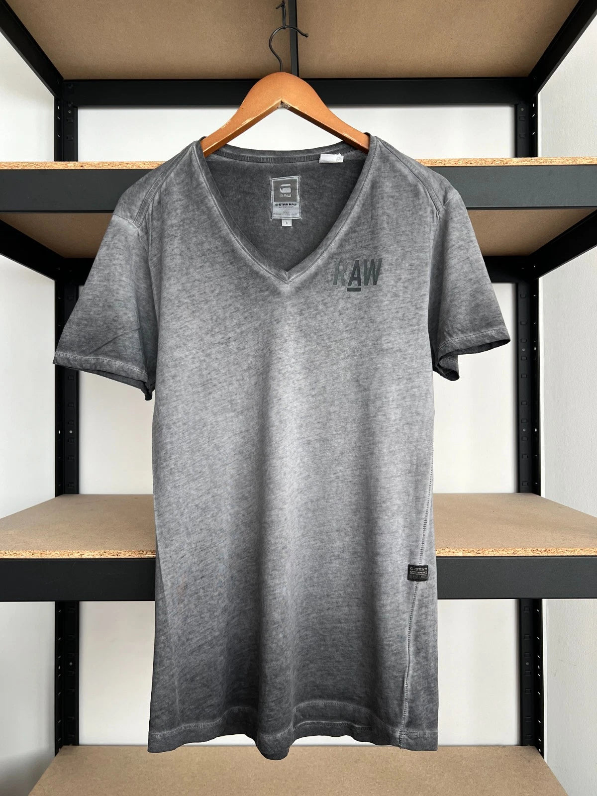 G-star Raw G Star Gstar V-neck Gray T-shirt Sz S