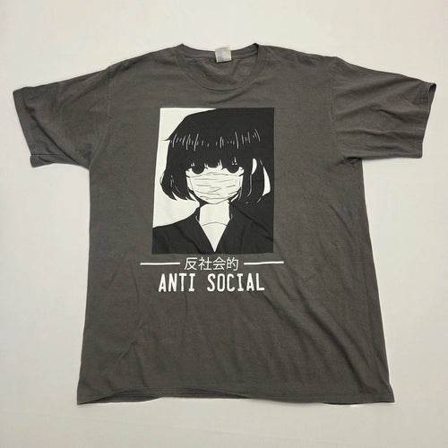 Anti Social Japanese Text Aesthetic Anime Unisex T-shirt Size L