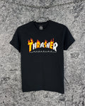 THRASHER Skateboard Magazine Short Sleeve T-Shirt Streetwear Flame Logo Size S